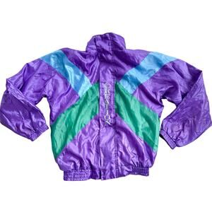 Vtg 1980s Creation Colorblock Windbreaker Jacket Size Mediumu